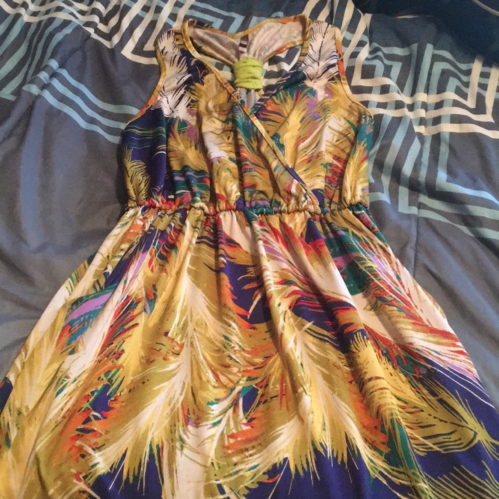 Tropical racerback dress with pockets